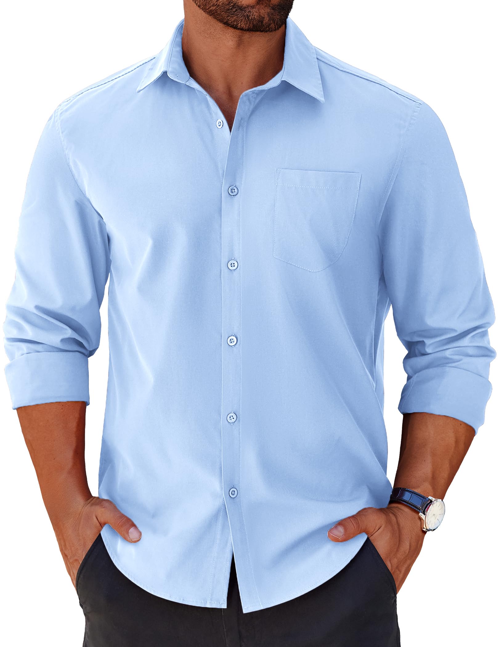 COOFANDY Mens Long Sleeve Button Down Shirts Casual Untucked Shirts for Men Dress Shirts Beach Wedding Shirts