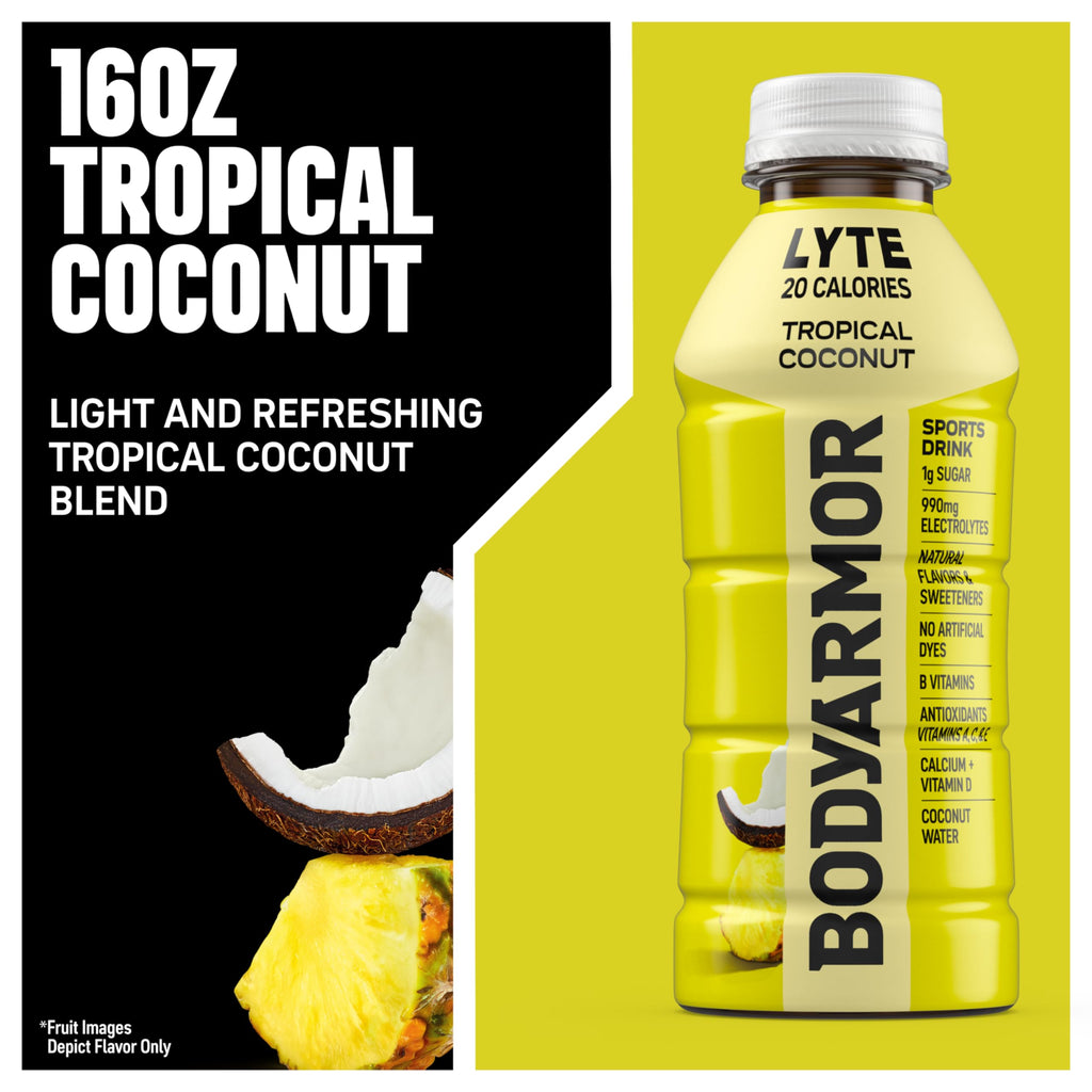 BODYARMOR Lyte Sports Drink Low-Calorie Beverage, Blueberry Pomegranate, Coconut Water Hydration, Natural Flavors with Vitamins, Potassium-Packed Electrolytes, 16 Fl Oz (Pack of 12)