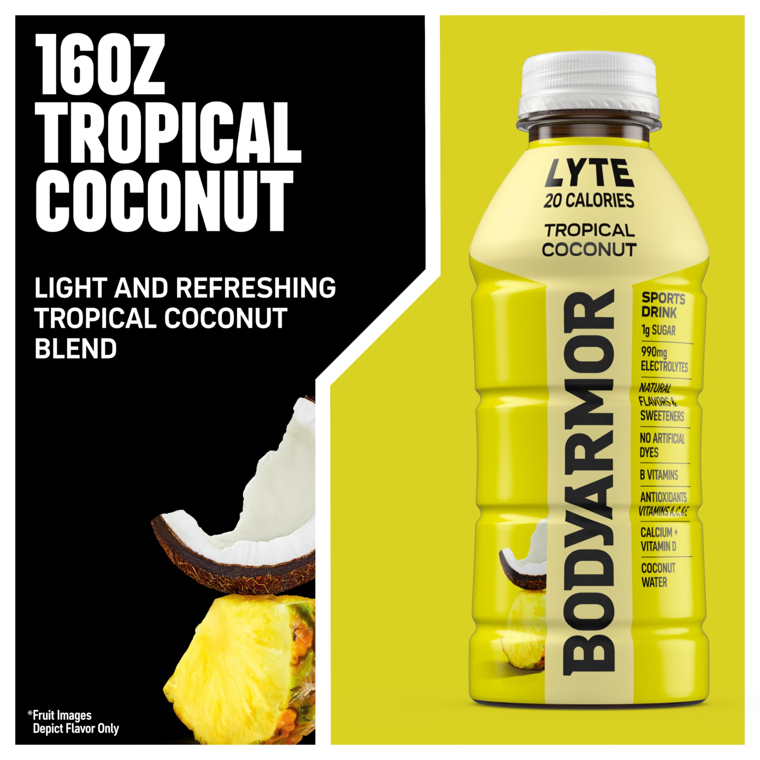 BODYARMOR Lyte Sports Drink Low-Calorie Beverage, Blueberry Pomegranate, Coconut Water Hydration, Natural Flavors with Vitamins, Potassium-Packed Electrolytes, 16 Fl Oz (Pack of 12)