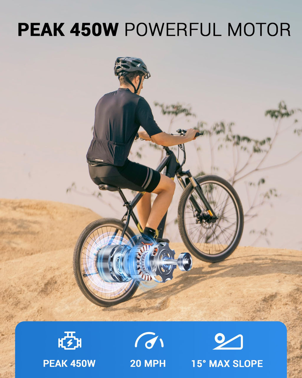 MULTIJOY Electric Bike for Adults,36V Built-in Invisible Removable Battery,350W Brushless Motor(Peak 450W) Electric Mountain Bike,26" Tires&Front Fork Suspension,UL Certified 7-Speed