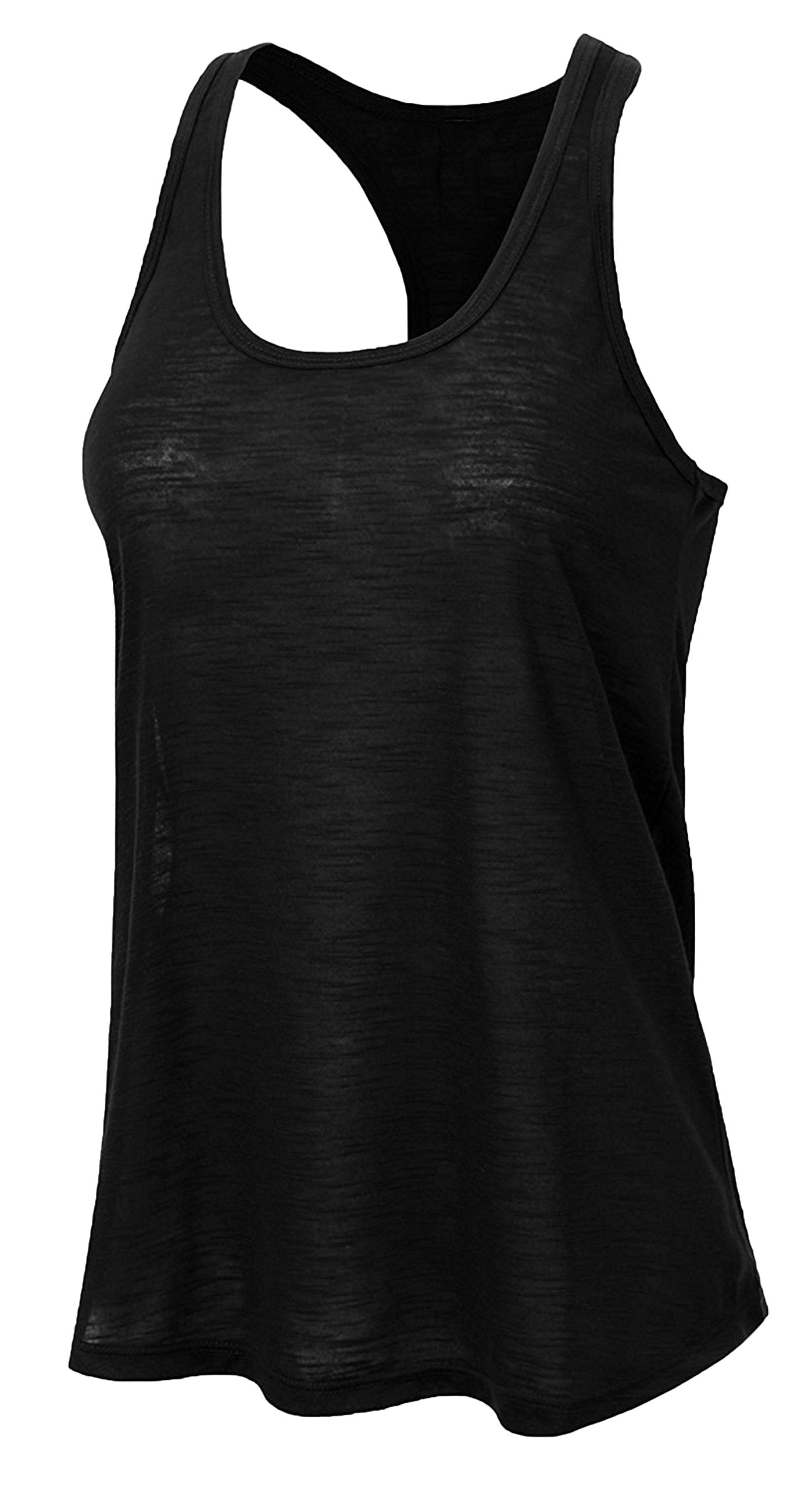 Sexy Basics Women's Everyday Flowy Burnout Slub Racer Back Tanks | Active Workout Tops | Multi Packs & Colors