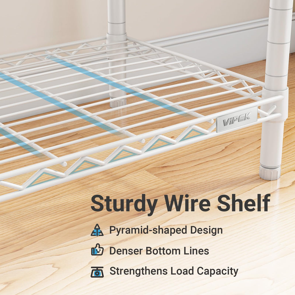 VIPEK Classic V6 Heavy Duty Clothes Rack, 7-Tier Garment Rack with Adjustable Shelves, Portable Closet Organizer with 4 Hanging Rods, Space-Saving, 850lbs Capacity, 68.9" L x 15.7" W x 76.4" H, Black