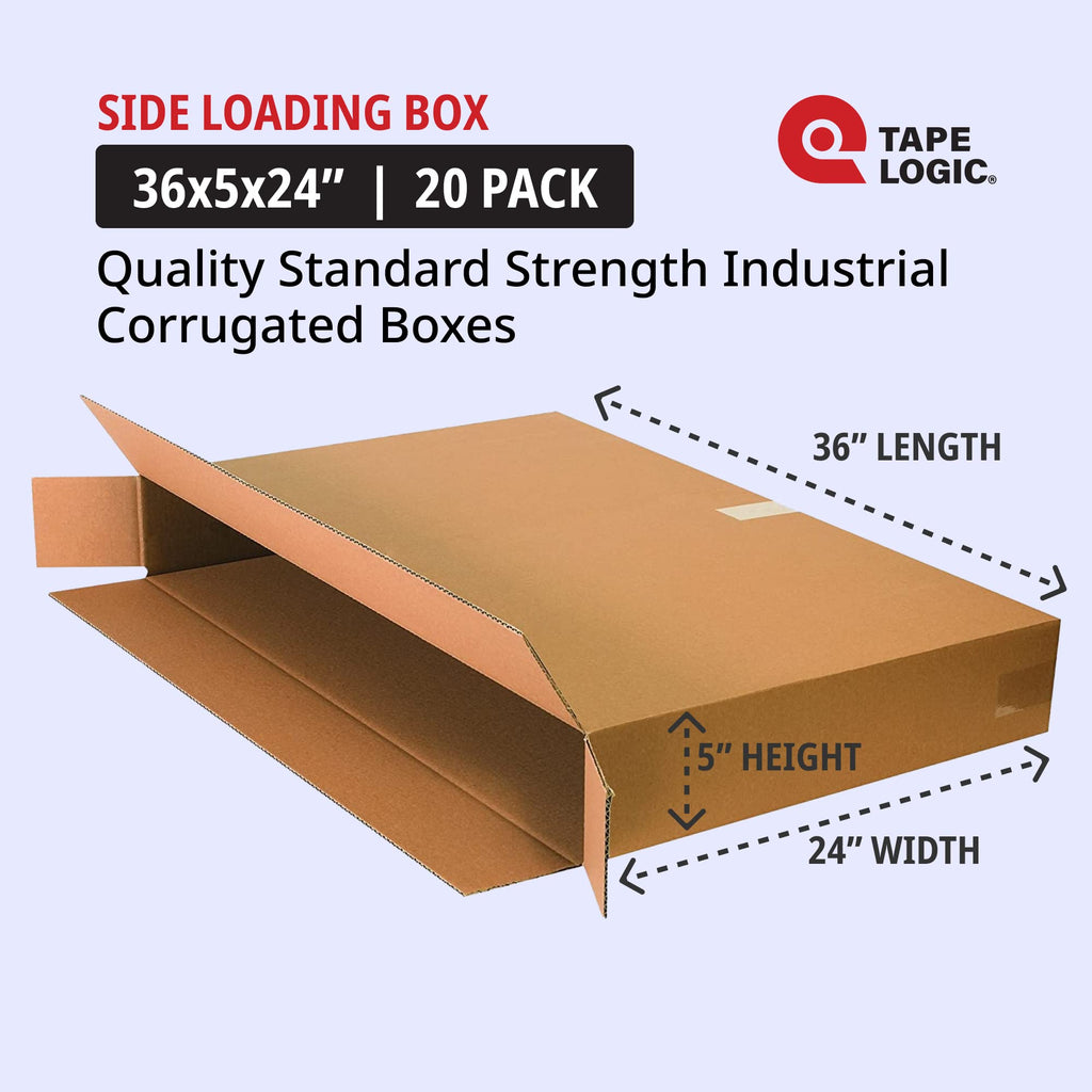 Tape Logic TLHD36642FOL Side Loading Boxes, 36" x 6" x 42", Kraft (Pack of 5)