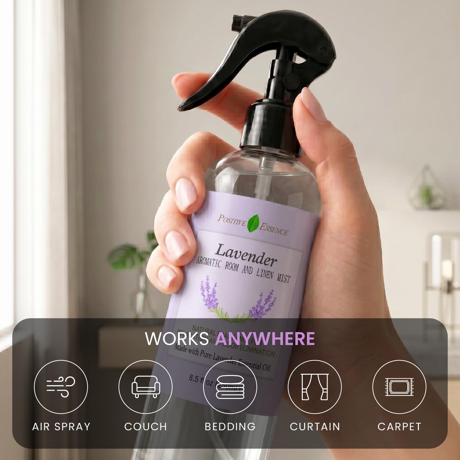 Linen and Room Spray Gift Set, (Lavender, Lemongrass, Rose, & Peppermint), Natural Air Freshener Made with Pure Essential Oils & Minimal Ingredients, Perfect Bathroom Spray or Room Mist, 4-Pack