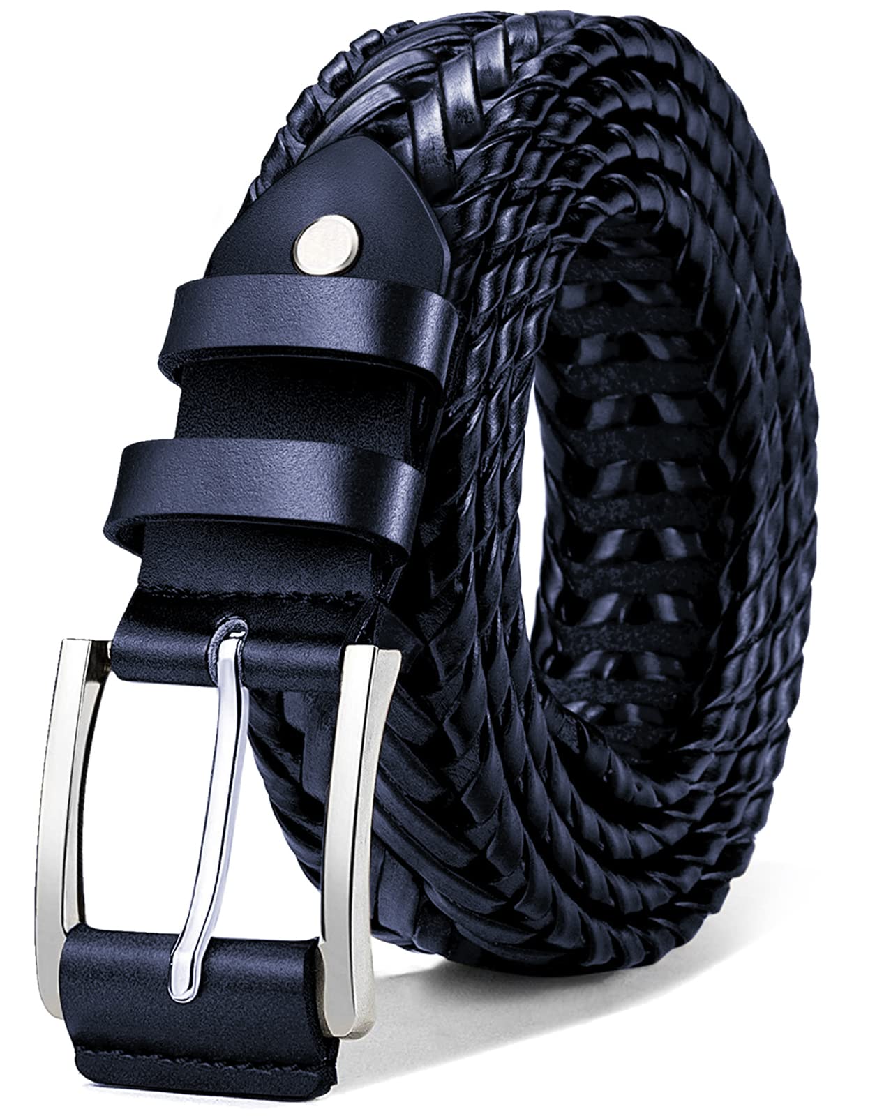 BULLIANT Mens Belts,Leather Woven Braided Belts for Gift Men Casual Jeans Golf