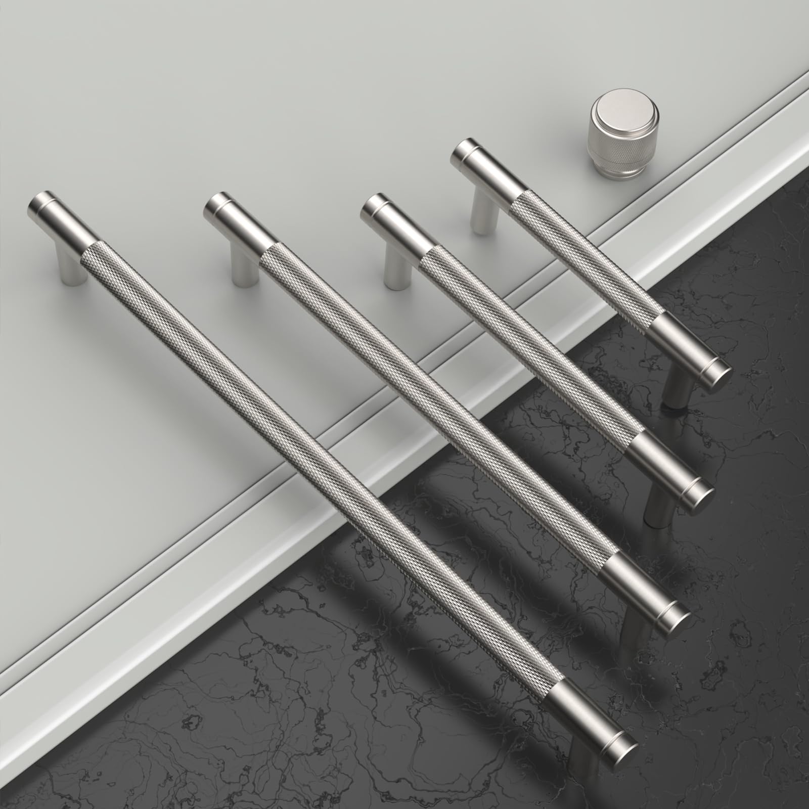 Asidrama 10 Pack 3 Inch(76mm) Matte Black and Champagne Bronze Cabinet Pulls Knurled Cabinet Handles Cupboard Handles Kitchen Cabinet Hardware for Cupboard Drawer Pulls