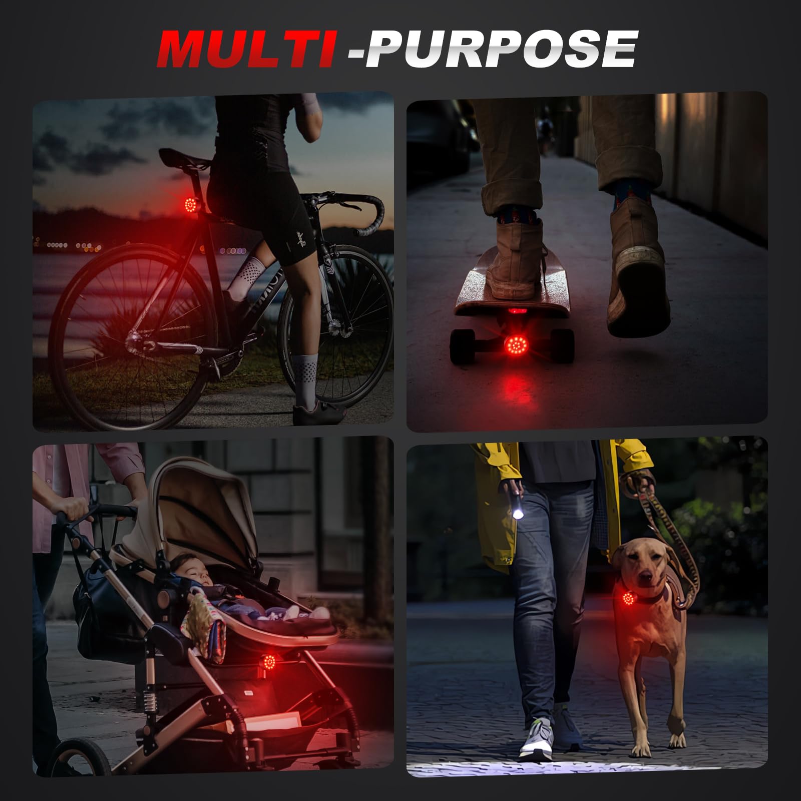 Ascher USB Rechargeable LED Bike Tail Lights 2 Pack, Bright Bicycle Cycling Rear Light, 4 Light Mode Options Safety Bike Light for Adults Kids Men Women Road Mountain(2 USB Cables Included)
