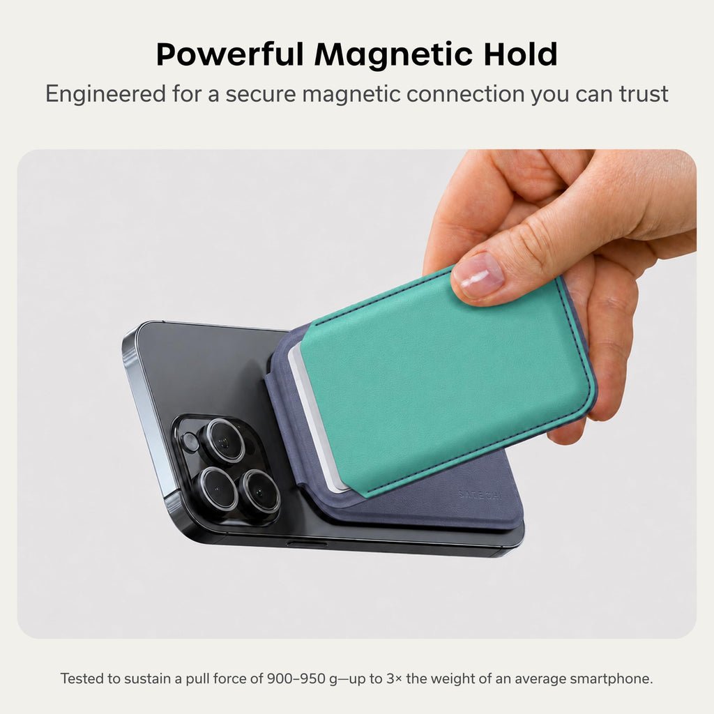Satechi Magnetic Magsafe Wallet, Double Flap Stand Card Holder, 4 Slots with Front NFC Pass-Through, Adjustable Phone Attachment for iPhone 17/16/15/14/13/12, Travel Accessory