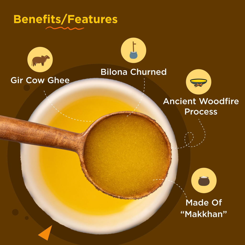 Grass Fed A2 Cultured Ghee | Gir Cow Ghee | Clarified Butter | Cultured Desi Ghee,Non-GMO, Lactose-Free, Keto Friendly - Two Brothers Organic Farms (16 fl oz (500 ml) Plastic)