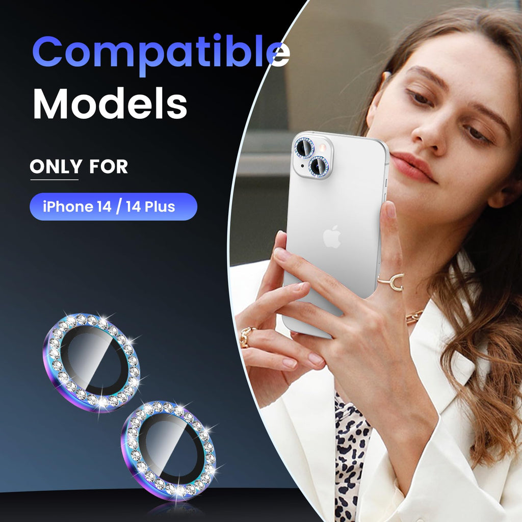 Tensea for iPhone 13 mini/iPhone 13 Camera Lens Protector, 9H Tempered Glass Camera Cover Screen Protector Metal Individual Ring for iPhone 13mini 5.4 inch /13 6.1 inch