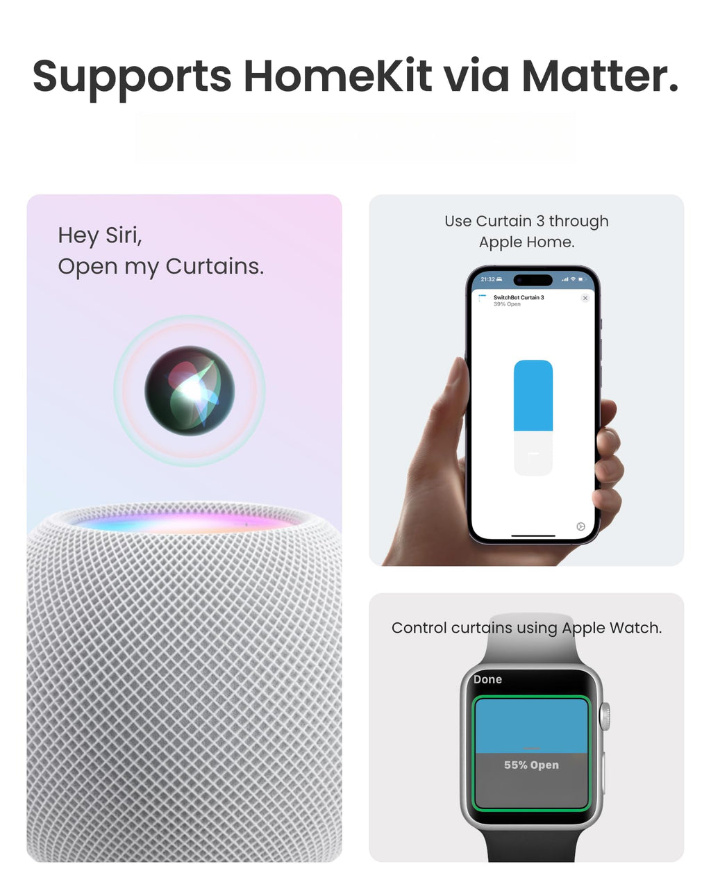SwitchBot Smart Automatic Curtain Opener 2 Packs with Hub3 - Bluetooth Remote Control with App/Timer, High-Performance Motor, Unlimited Power, Add Hub to Compatible with Alexa, Google Home, HomeKit