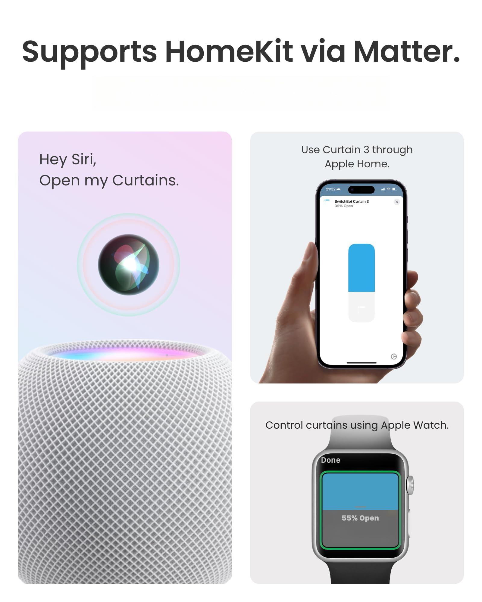 SwitchBot Smart Automatic Curtain Opener 2 Packs with Hub3 - Bluetooth Remote Control with App/Timer, High-Performance Motor, Unlimited Power, Add Hub to Compatible with Alexa, Google Home, HomeKit