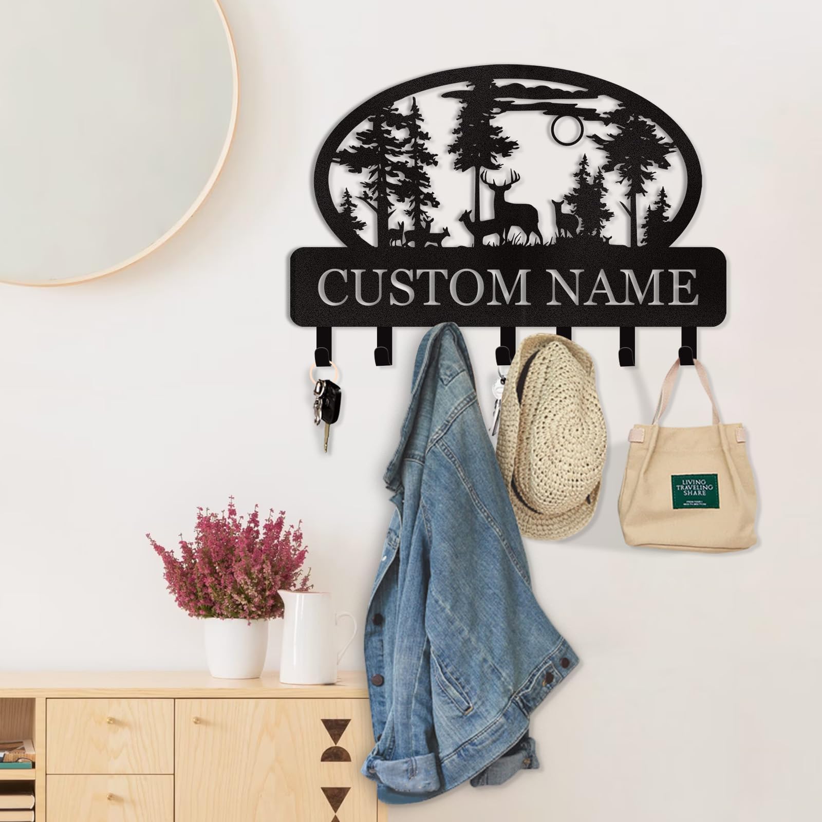 Dyoart Personalized Couple's Name Key Rack, Wall Mounted Metal Key Holder for Housewarming Gifts,ignent Bedding