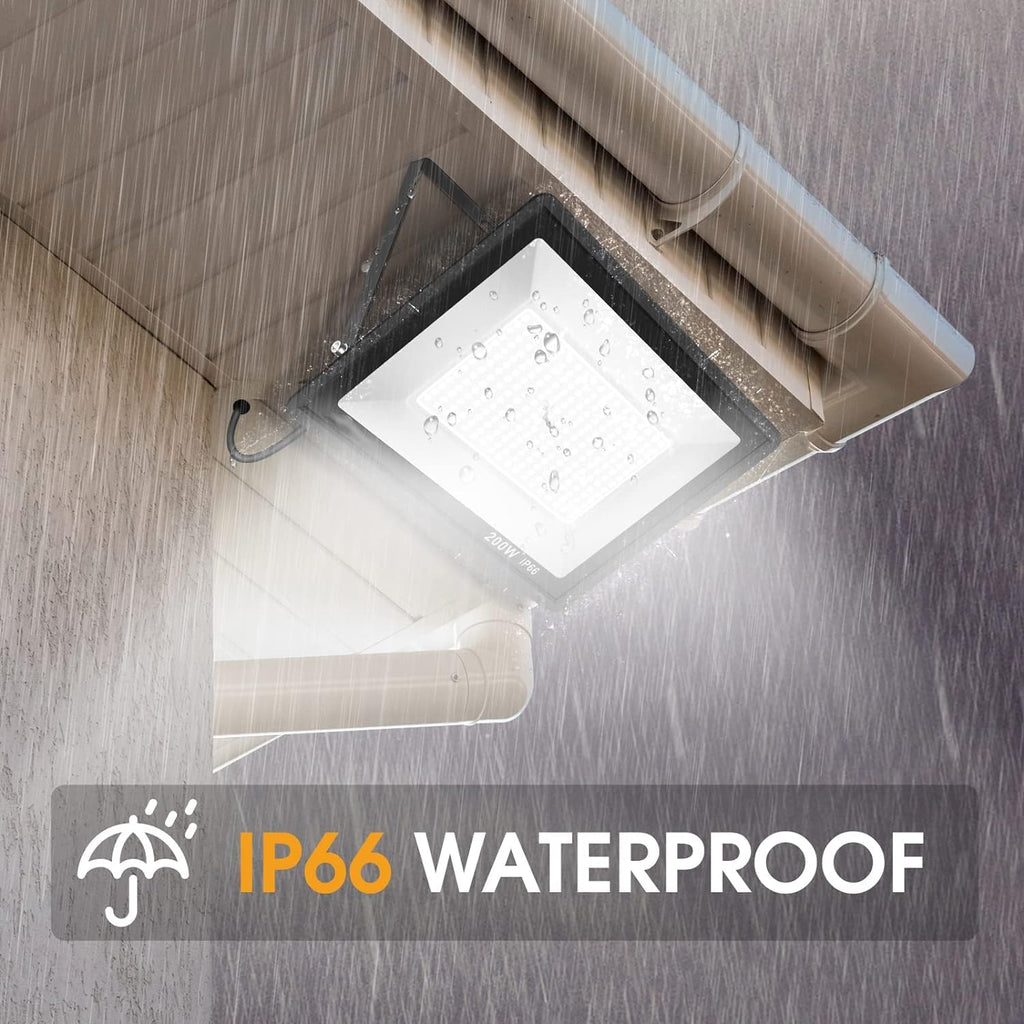 XYCN 4 Pack 100W LED Flood Light, IP66 Waterproof Outside Flood Light, 12500LM Super Bright Outdoor Security Lights, 5000K Daylight White Floodlight for Yard Garden Playground Basketball Court Patio