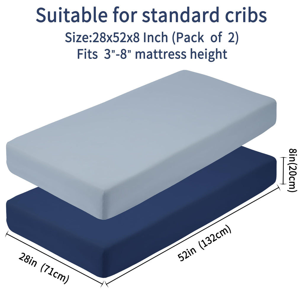 GUNTAIL Baby Crib Sheets for Boys Girls, 2 Pack Fitted Crib Sheet for Standard Crib and Toddler Mattress, Soft Microfiber Baby Sheet 52x28x8in (Brown & Green)