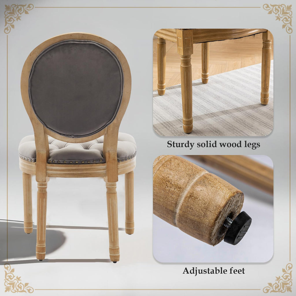 SoarFlash Linen French Dining Chairs Set of 2, Vantage Dining Chair with Round Back, Wood Leg Farmhouse Country Dining Chair for Living Room,Kitchen,Bedroom,Beige