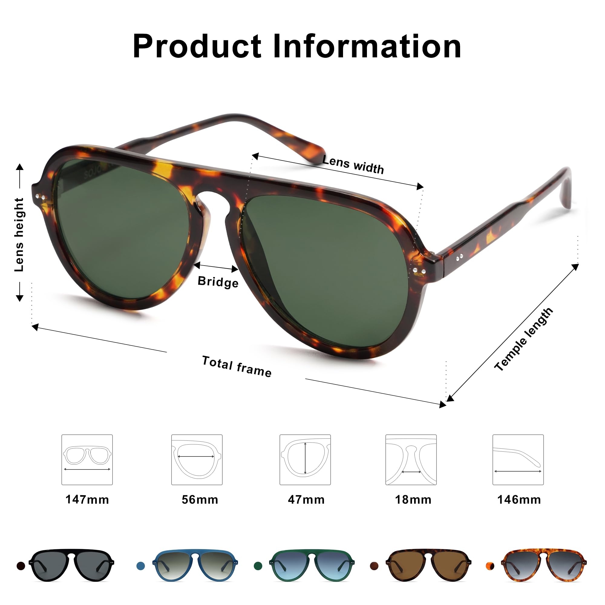 SOJOS Retro Aviator Sunglasses Womens Mens Vintage Plastic Frame Shades Lentes De Sol Para Mujer SJ2255