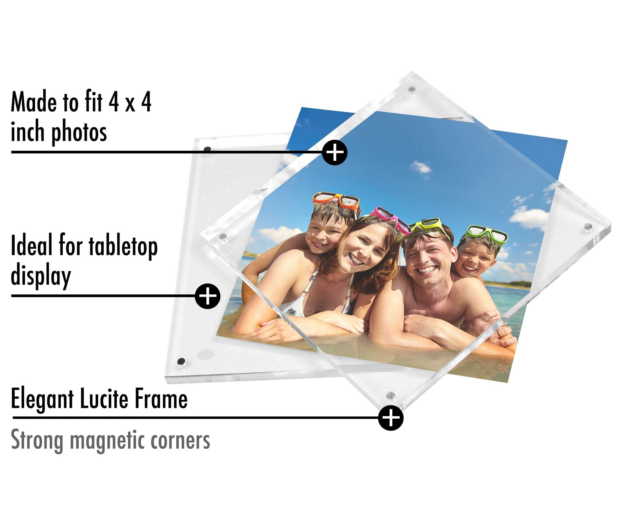 Americanflat 3.5x5 Acrylic Picture Frame - Double Sided Frames with Magnetic Corners - Transparent Acrylic Frames for Desk or Tabletop Display - 3.5x5 Picture Frame with Microfiber Cloth Included