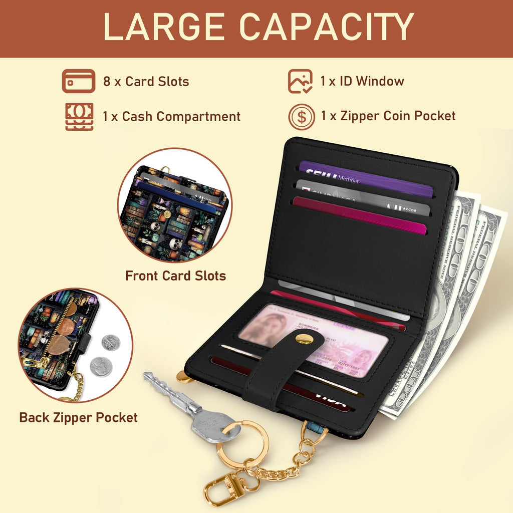 Jogjam Small Ladies Wallet, Rfid Slim Thin Compact Credit Card Women Wallet, PU Leather Bifold Cash Wallet, Zipper Coin Pocket & ID Window, Female Gifts Beige and Brown