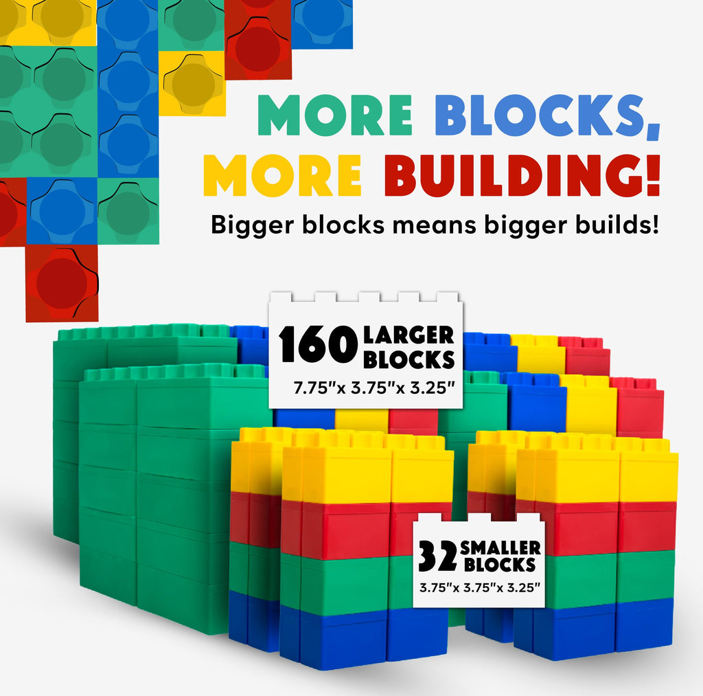 BiggoBlocks Large Building Blocks for Kids Ages 3-8 – 288 Piece Mega Set – Indoor & Outdoor STEM Toy for Boys & Girls