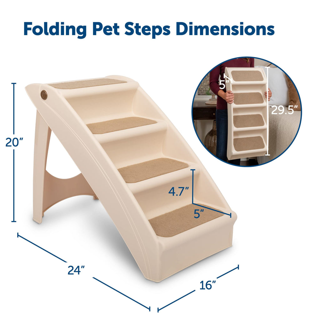 PetSafe CozyUp Folding Dog Stairs, Portable Indoor/Outdoor Pet Steps for Bed, Couch & Car, Grey, 20 Inch