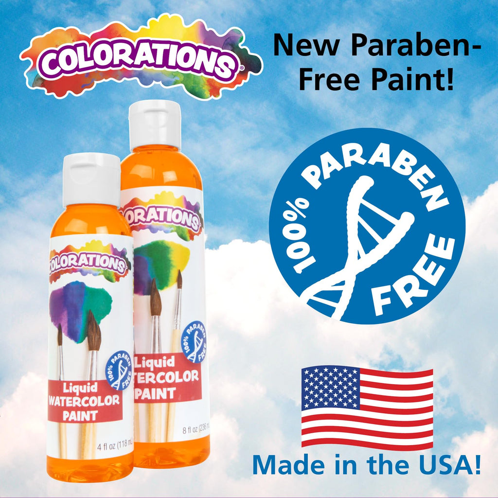 Colorations Paraben-Free Glitter Liquid Watercolor Paint, Set of 8 Vibrant Colors, 8 fl oz, Non-Toxic and Made in The USA