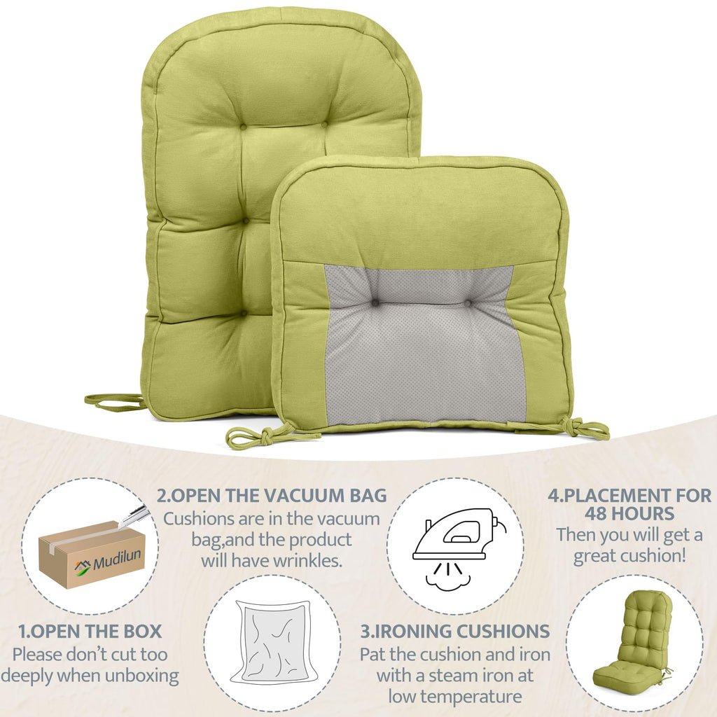 mudilun Rocking Chair Cushion - Non-Slip Tufted 4-Inch Thickened Rocking Chair Cushions with Ties Indoor/Outdoor Wooden Rocking Chair Pad for Living Rooms, Bedrooms, and Balconies