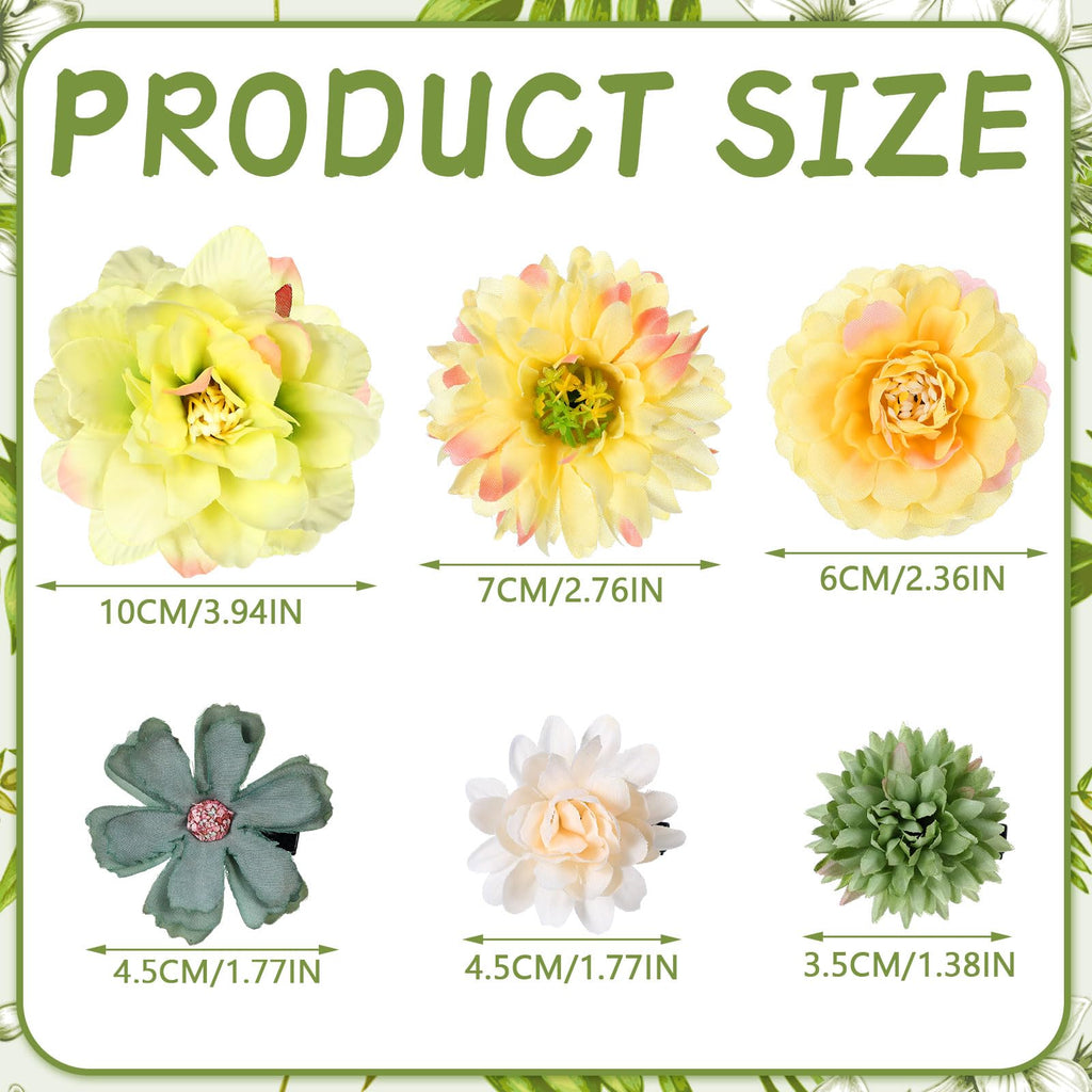 BBTO Flower Hair Clip Rose Hair Clips Barrettes for Women Flower Accessories Boho Bride Claw Clip Hairpin Brooch Pin Headpiece for Wedding(Beige Orange Series,21 Pcs)