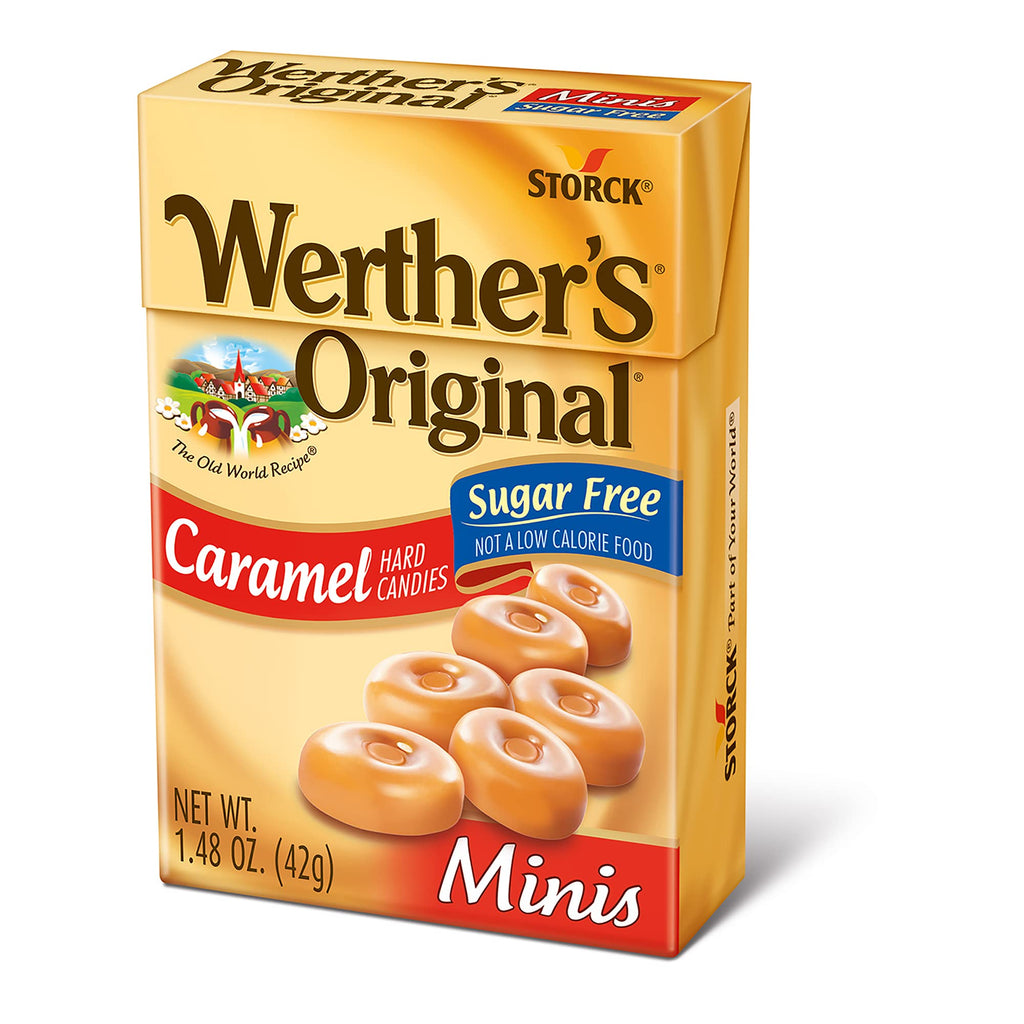 Werther's Original Hard Sugar Free Assorted Flavors, Caramel, Caramel Coffee, Caramel Apple Candy 7.7 Oz Bag