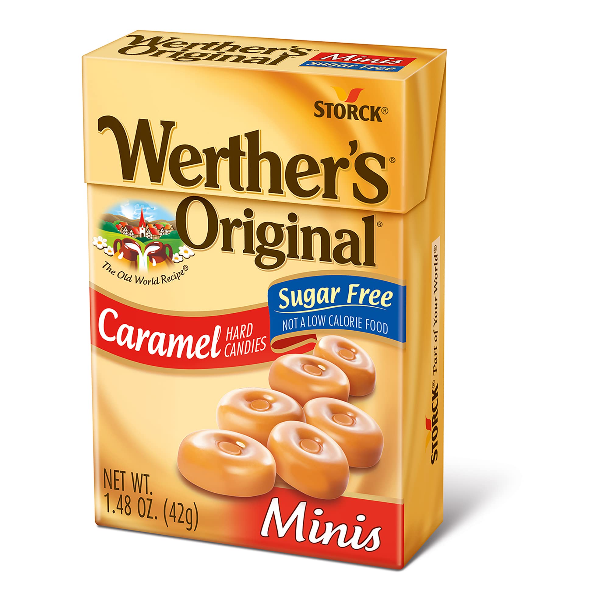 Werther's Original Hard Sugar Free Assorted Flavors, Caramel, Caramel Coffee, Caramel Apple Candy 7.7 Oz Bag