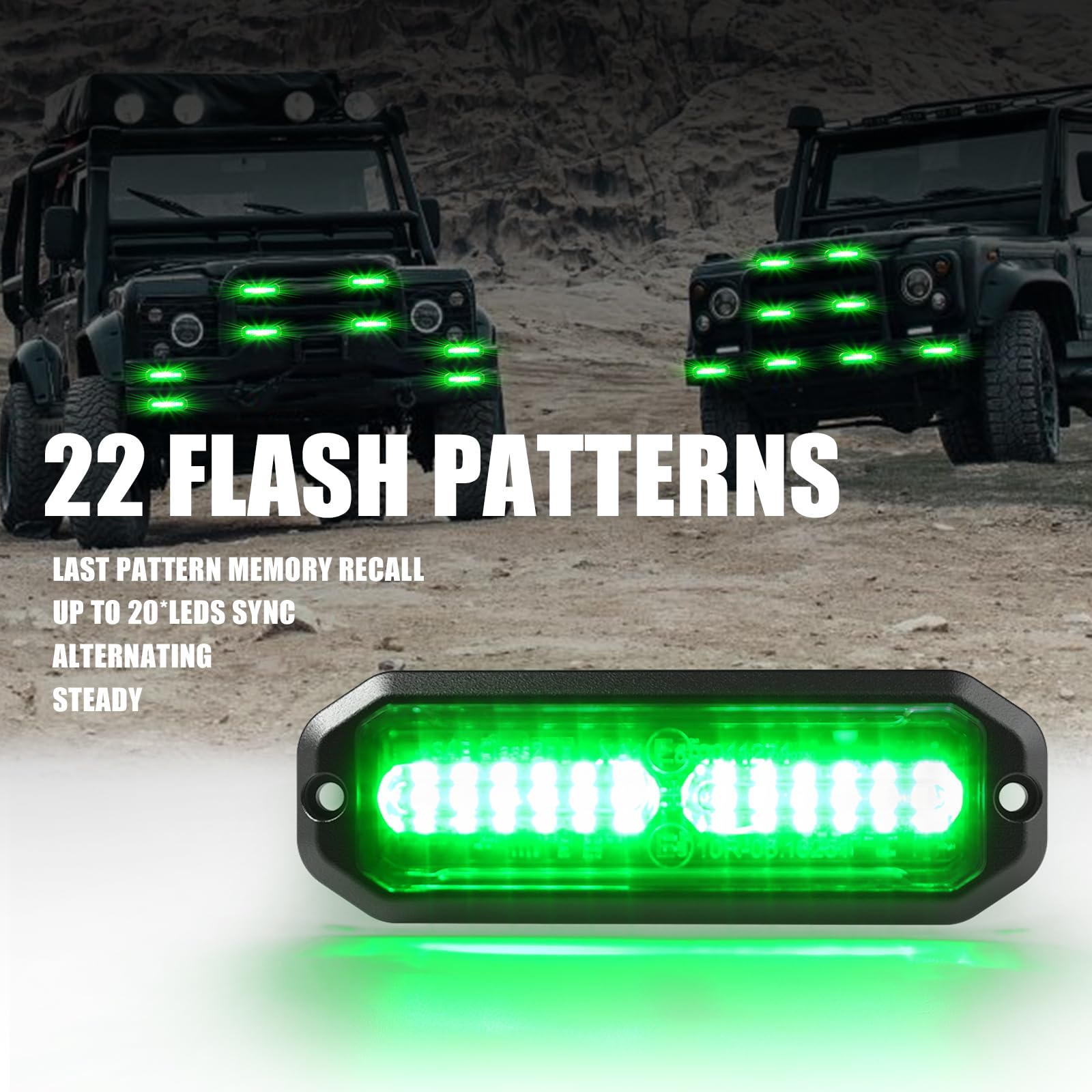 WINECO Amber led strobe lights for trucks 8pcs 12-LED Surface Mount Flashing Strobe Lights kit for Trucks Car Vehicles LED Mini Grille Grill Strobe Light Head Emergency Hazard Warning lights