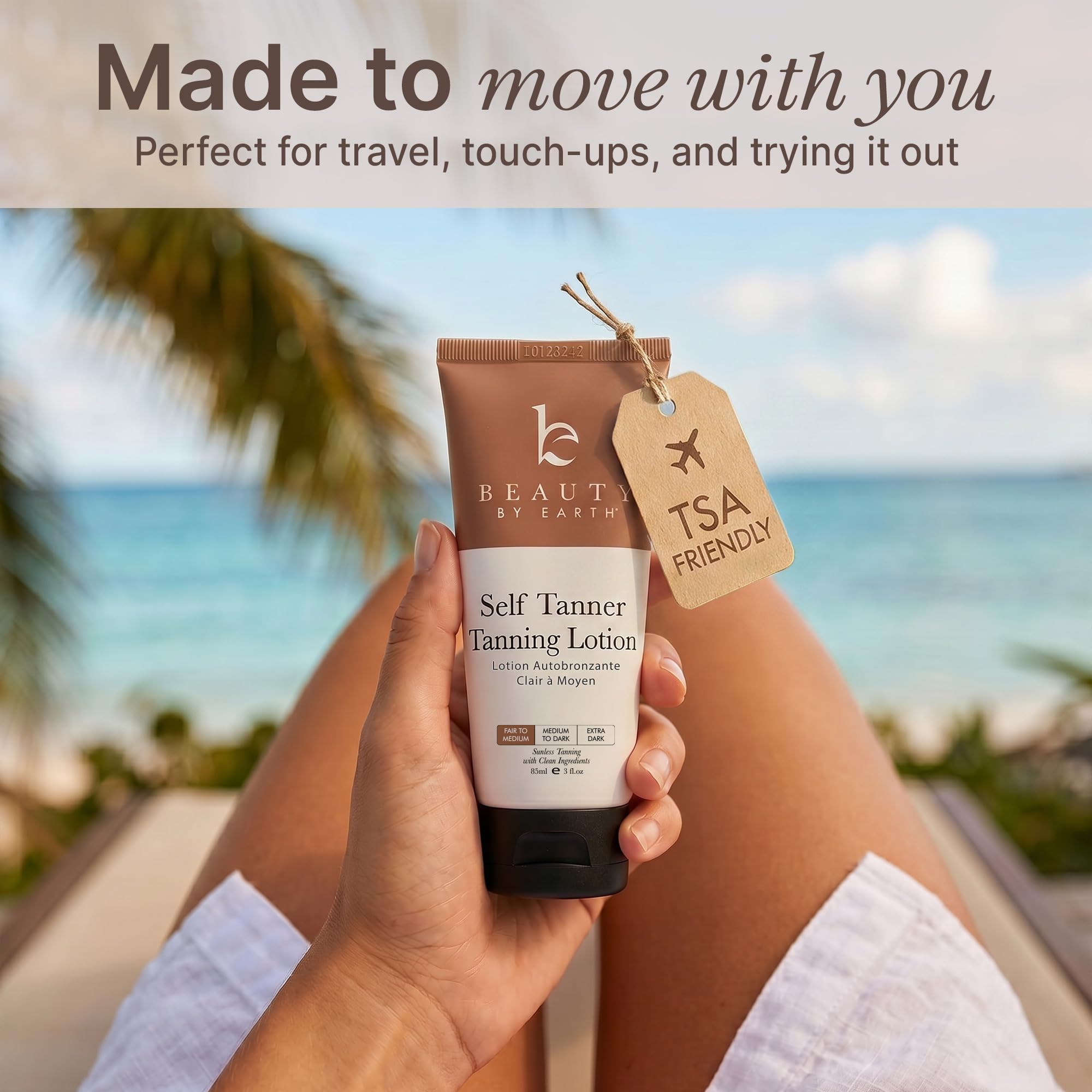 Tanning Lotion Self Tanner - USA Made with Natural & Organic Ingredients, Travel Size Self Tan Lotion, Non Toxic Gradual Tanning Moisturizer, Sunless Tanner for Fake Tan for Women & Men