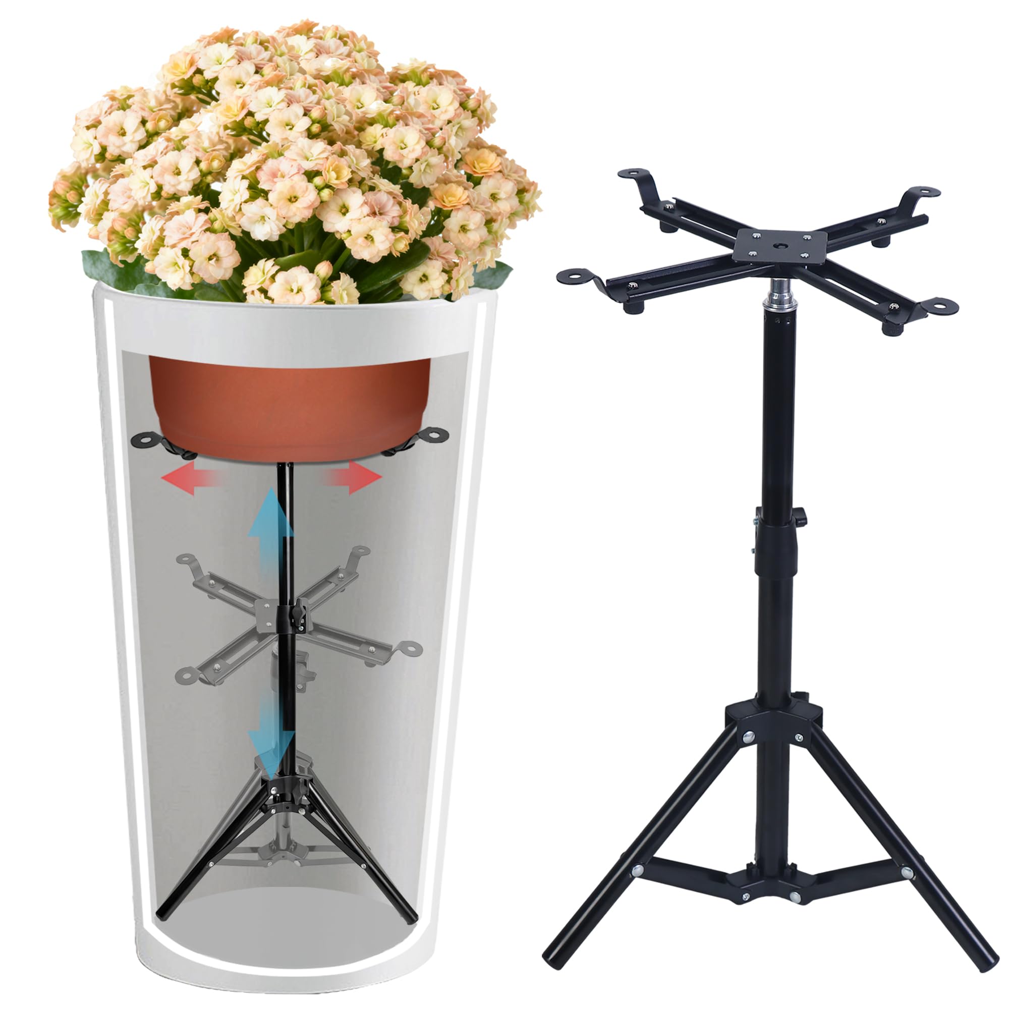 Adjustable Plant Risers for Inside Pots, 11-20" Rise Planter Insert Filler for Large Pots, Plant Lift Inserts Pot Risers for Indoor Outdoor Tall Taper Planter Container (6" 8" 10" Base Top, Set of 1)