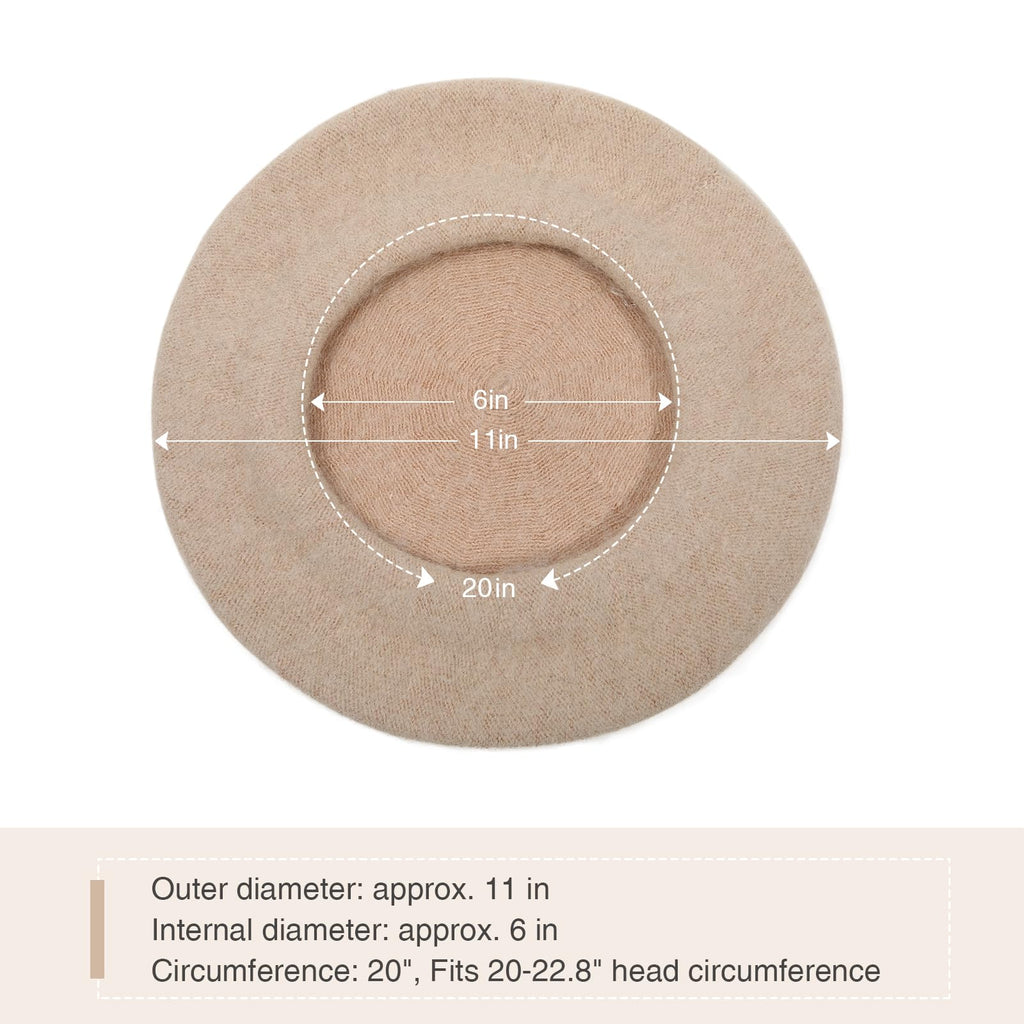 Women French Wool Beret Hats - Solid Color Classic Beanie Winter Cap