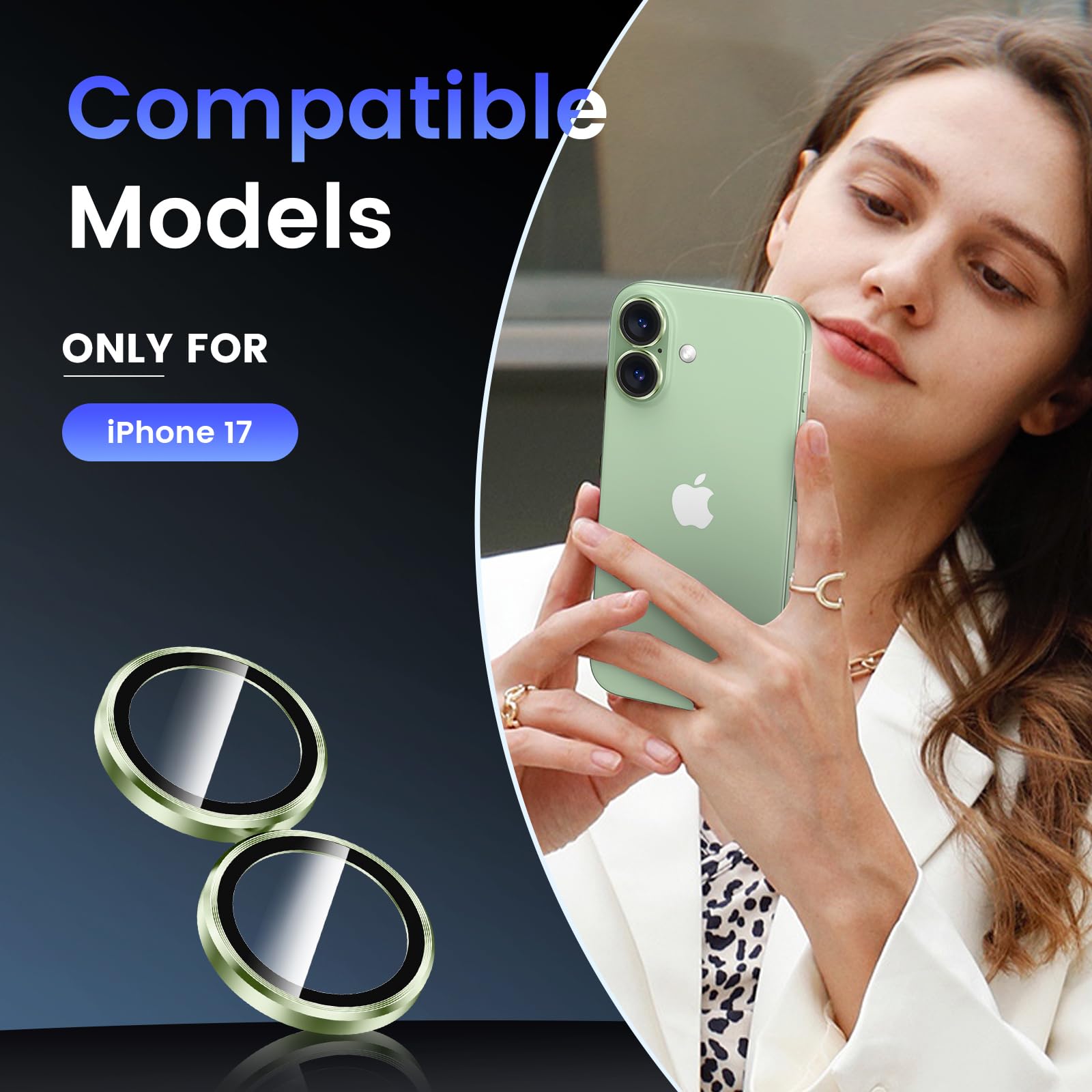 Tensea for iPhone 13 mini/iPhone 13 Camera Lens Protector, 9H Tempered Glass Camera Cover Screen Protector Metal Individual Ring for iPhone 13mini 5.4 inch /13 6.1 inch
