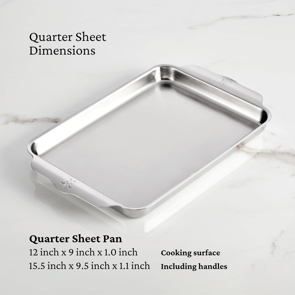 Hestan Provisions OvenBond – 3-Piece Tri-ply Baking Sheet Set Professional Stainless Steel Bakeware, Half & Quarter Sheets & Rack