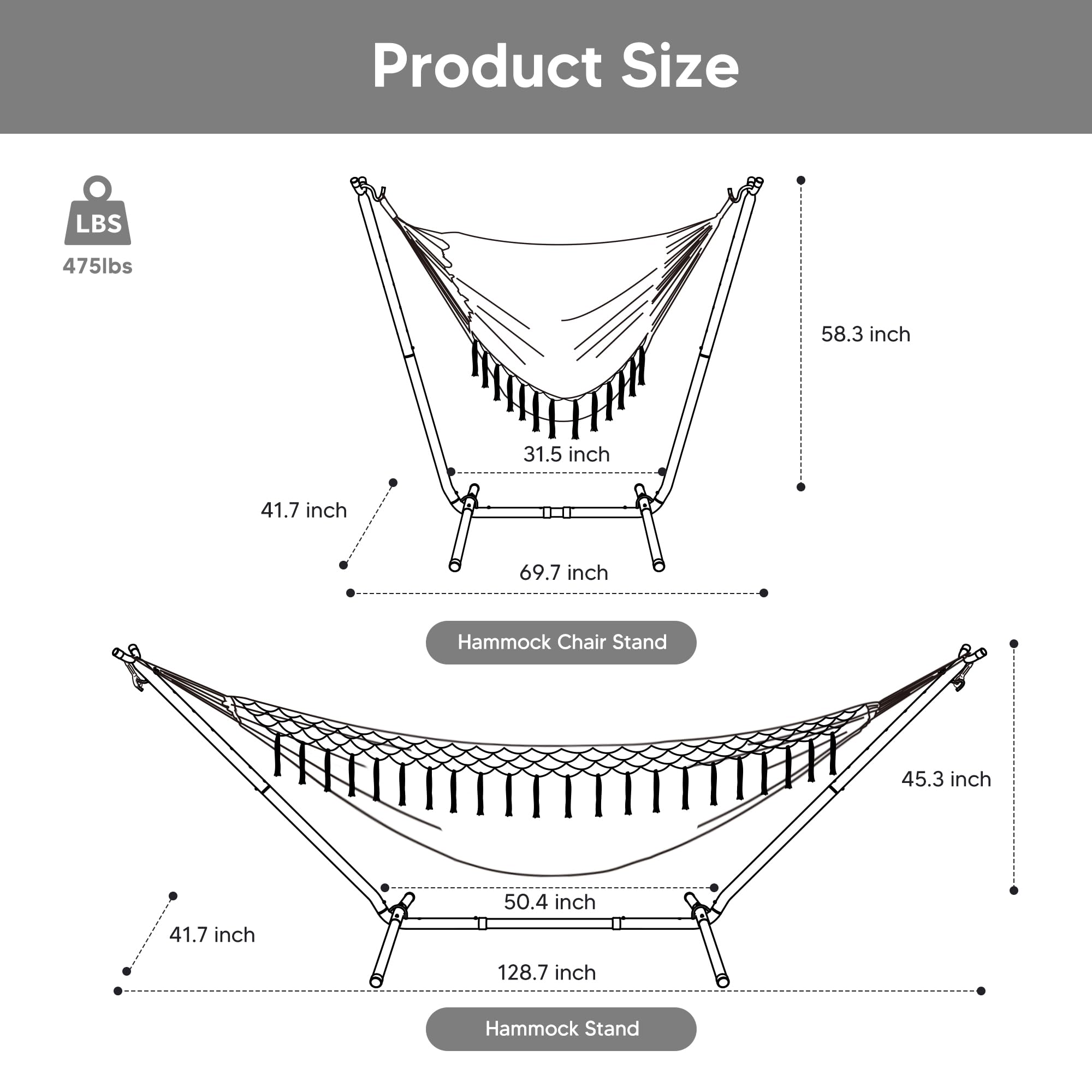 SUNCREAT 2-in-1 Convertible Free Standing Hammock with Stand Included, Camping Backyard Hammock with Stand, Patented, Blue & White Stripe