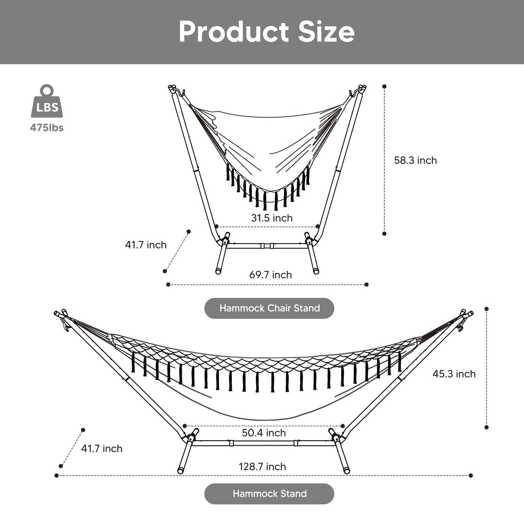 SUNCREAT 2-in-1 Convertible Free Standing Hammock with Stand Included, Camping Backyard Hammock with Stand, Patented, Blue & White Stripe