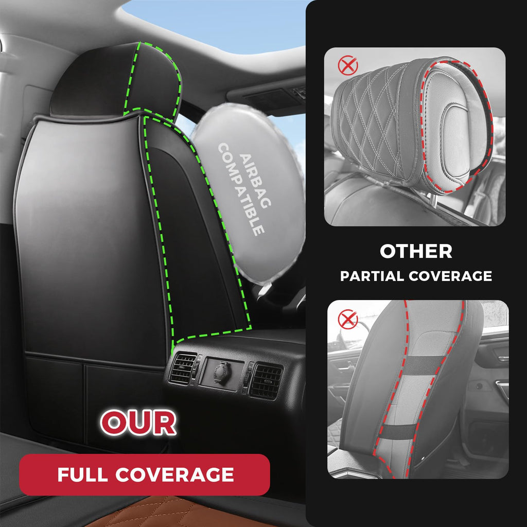 FREESOO Tundra Seat Covers 2007-2013, Fit for Toyota Tundra Crewmax Cab 5 Seats, Custom Truck Seat Covers with Waterproof Faux Leather Black