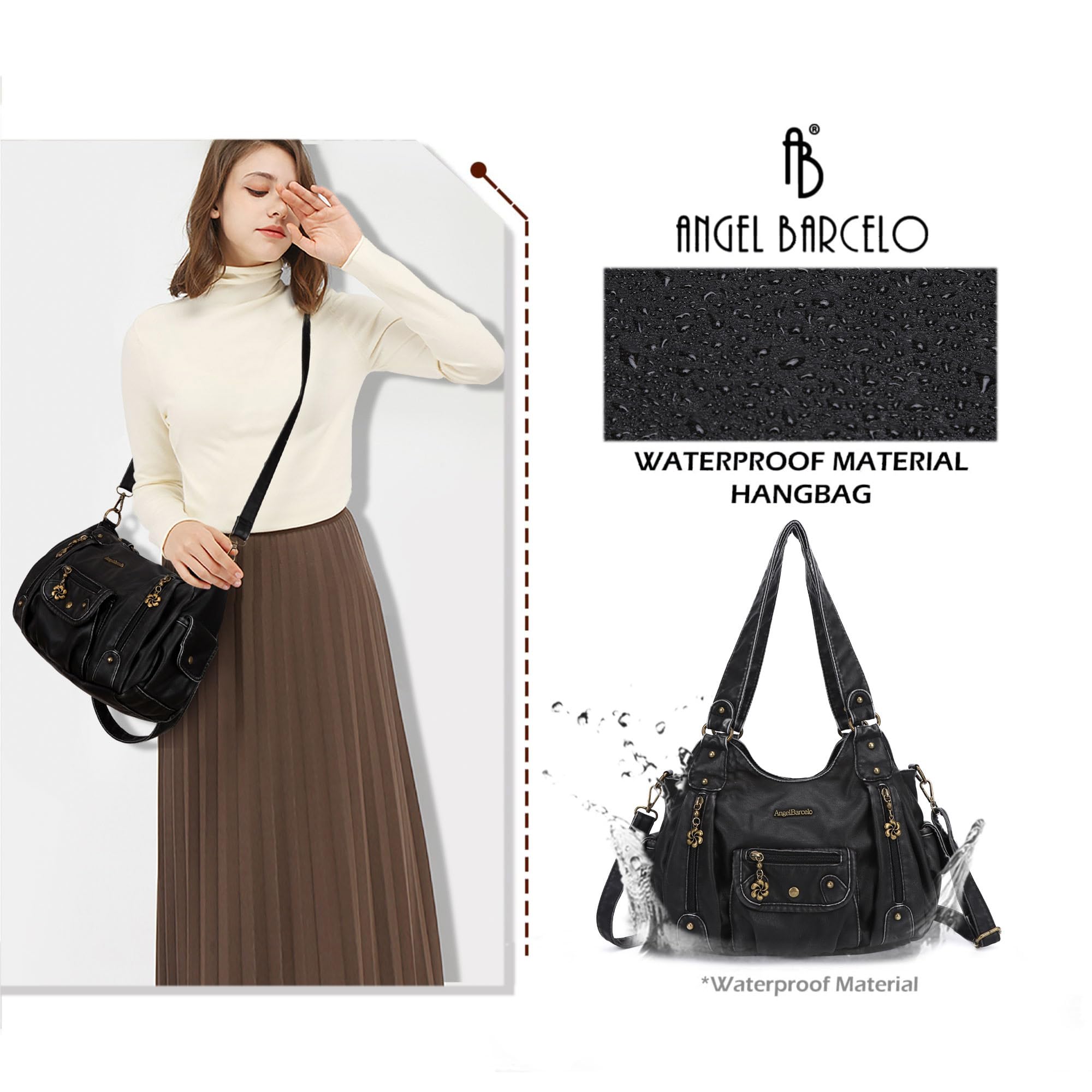 Angel Barcelo Purses for Women Soft PU Leather Shoulder Bag Crossbody Purse and Handbags