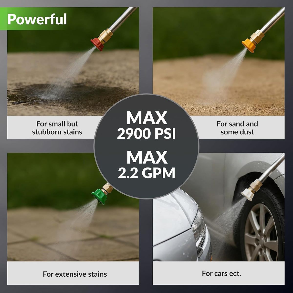 Giraffe Tools Grandfalls Pressure Washer, Max 2900 PSI, 2.2 GPM Electric Wall Mounted Power Washer with 100ft Retractable Hose, Foam Cannon, 4-Nozzles for Car/Driveways/Patios