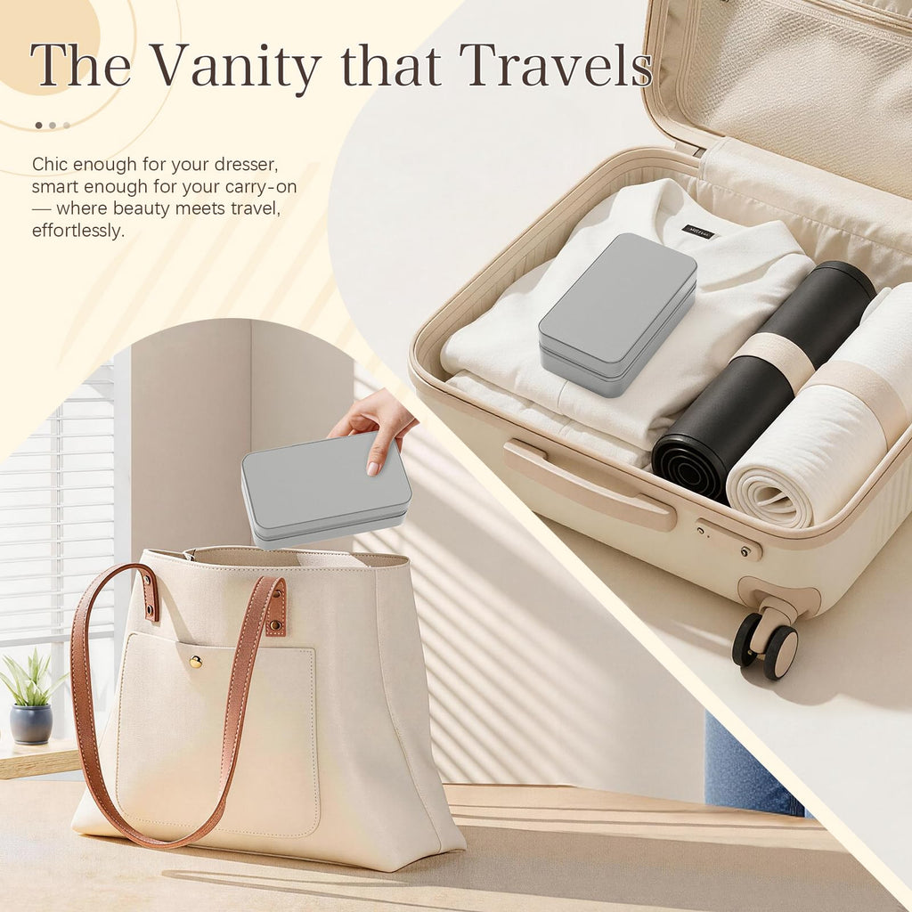 DesignSter Travel Jewelry Box, PU Leather Portable Jewelry Case, Small Jewelry Boxes for Gifts, Travel Jewelry Organizer for Women Rings Earrings Necklaces Bracelets (Avocado Green)
