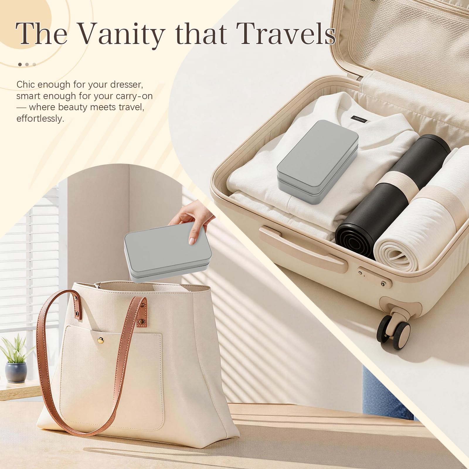 DesignSter Travel Jewelry Box, PU Leather Portable Jewelry Case, Small Jewelry Boxes for Gifts, Travel Jewelry Organizer for Women Rings Earrings Necklaces Bracelets (Avocado Green)