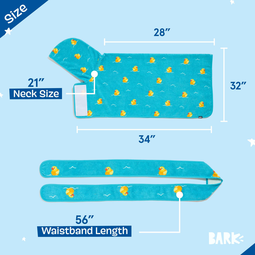 Barkbox Dog Bathrobe Fast Drying with Hook and Loop Closure & Wrap Tie Snuggle, Cute Dogs Clothes, Easy to Clean, Machine Washable, Dog Coats and Tumble Dry Low - Bunny, Medium