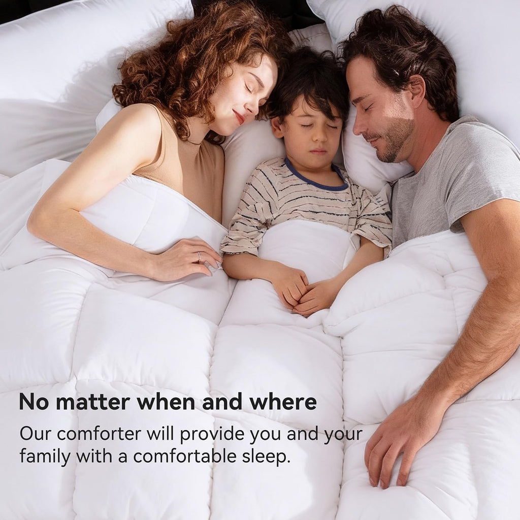 Goose Feather Down Fiber Comforter King Size, Ultra Soft Medium Warm Duvet Insert, All Season Luxury Hotel Bedding Comforters with Corner Tabs(White,106x90)