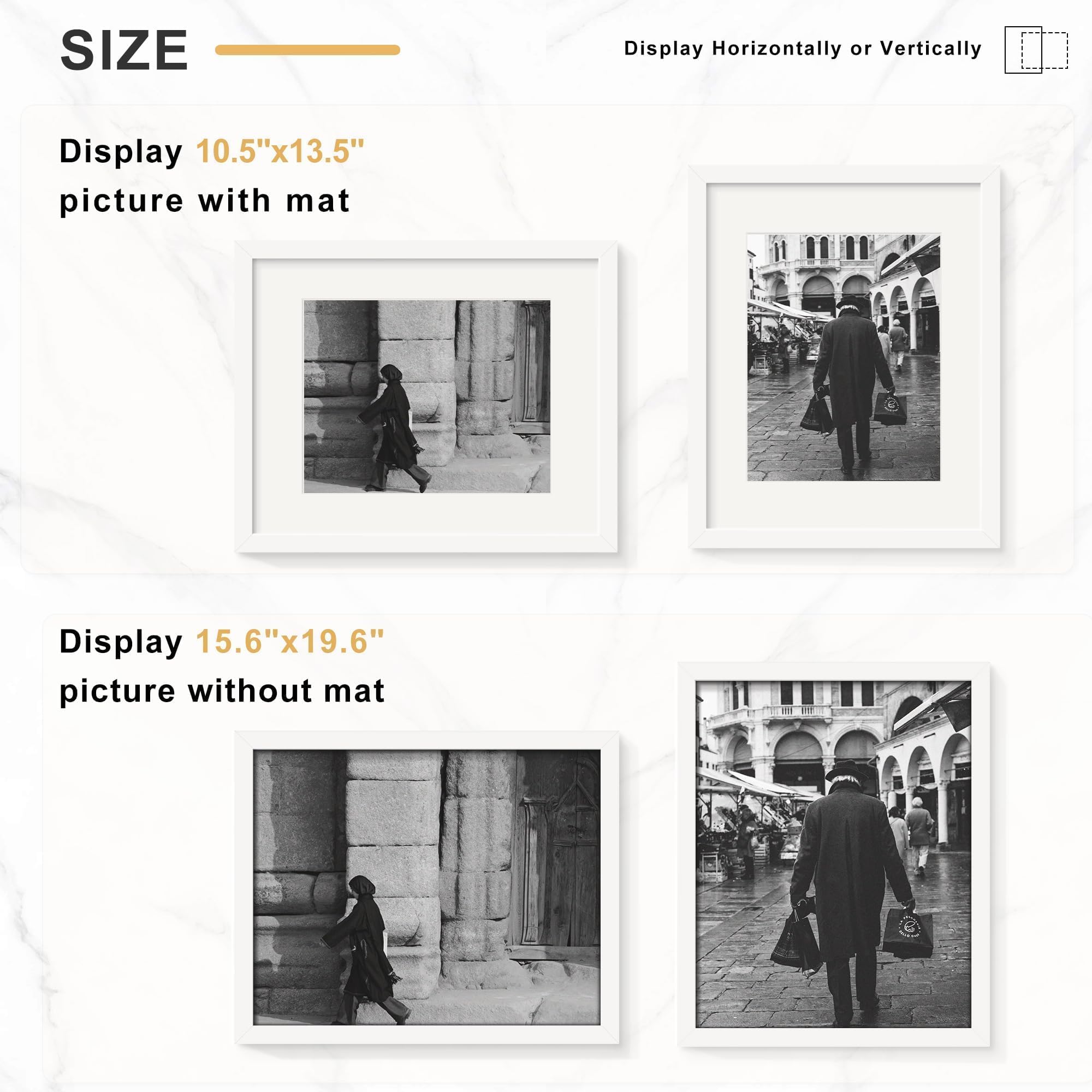 Picrit 24x34 Black Poster Frame 7 Pack, Display Pictures 20x30 Picture with Mat or 24 x 34 without Mat for Horizontal or Vertical Wall Mounting, Wall Gallery Photo Frames