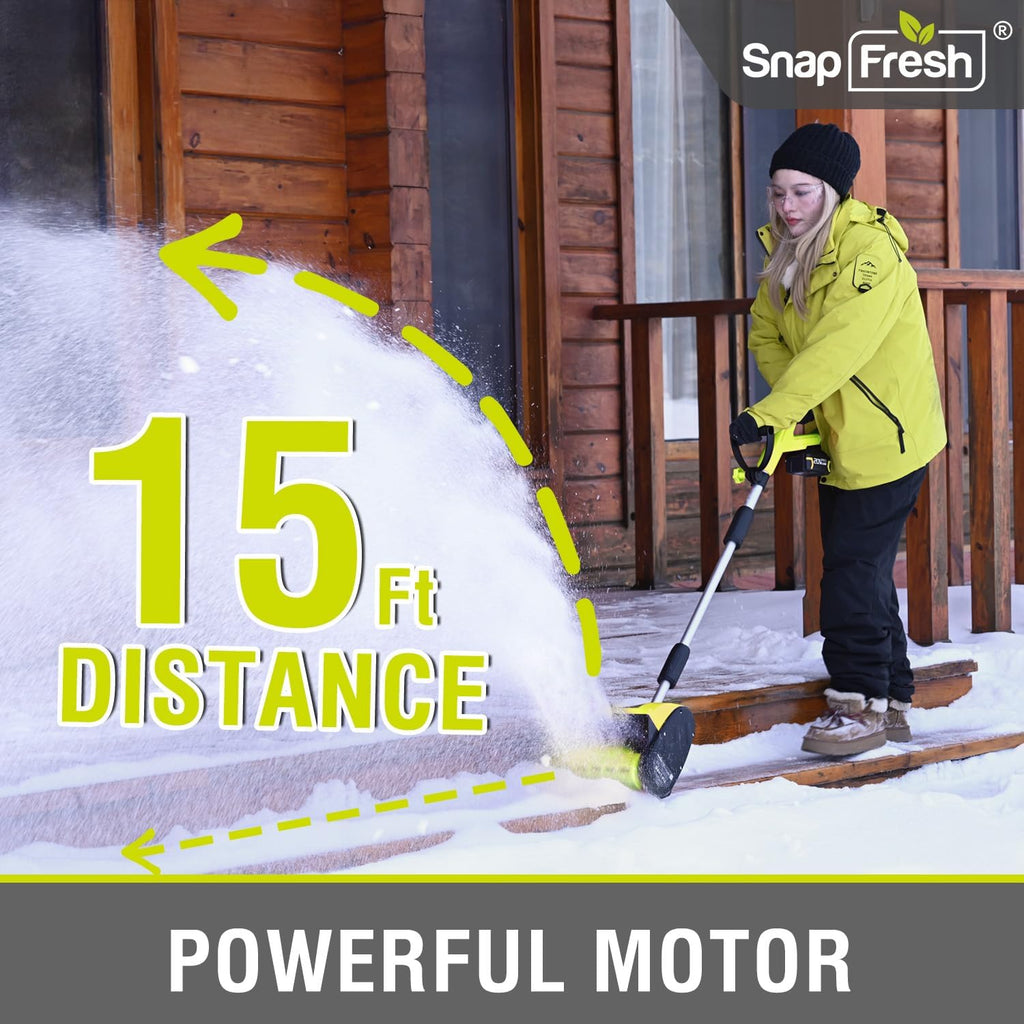 SnapFresh 20V Cordless Snow Shovel, 12” Electric Snow Thrower Kit w/Adjustable Handle & Directional Plate, Lightweight Battery-Powered Snow Blower for Driveway, 4.0Ah Battery & Fast Charger Included