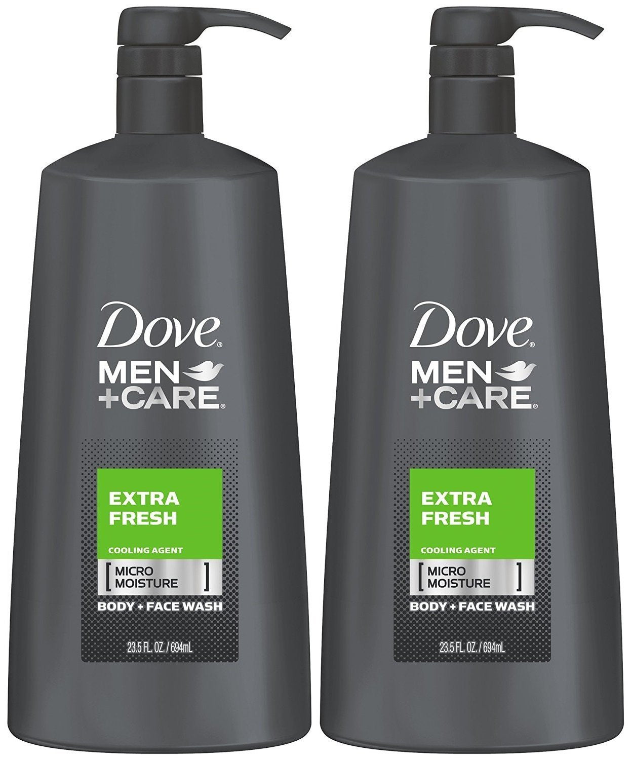 Dove Men+Care Body + Face Wash, Extra Fresh 3-Pack + Travel-Size, 24H Nourishing MicroMoisture