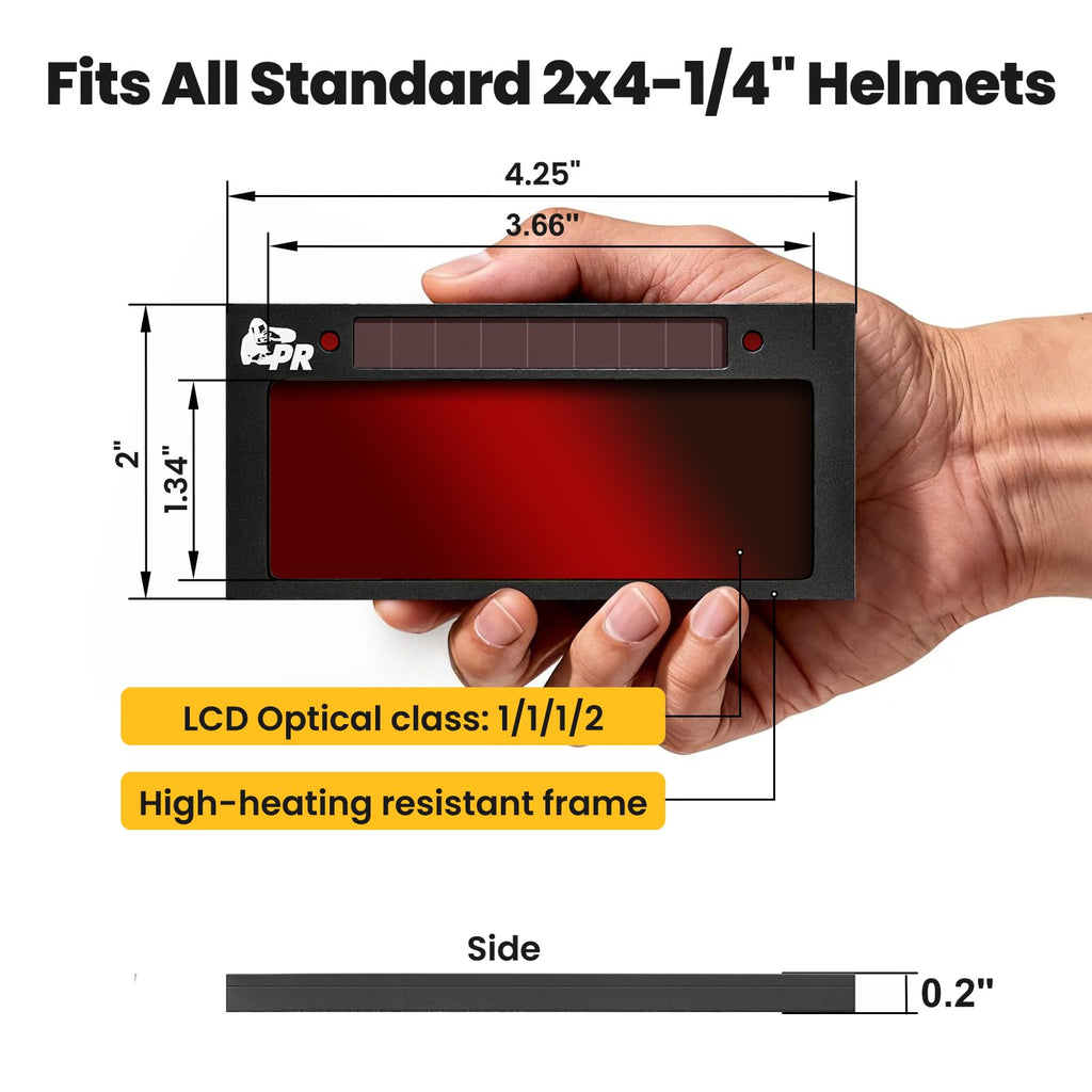 Core Series Gold Shade 9 Auto Darkening Welding Lens 2" x 4 1/4", Slim 0.2" Welding Lens with Cool Blue Puddle View for Pancake & Sugar Scoop Welding Hoods