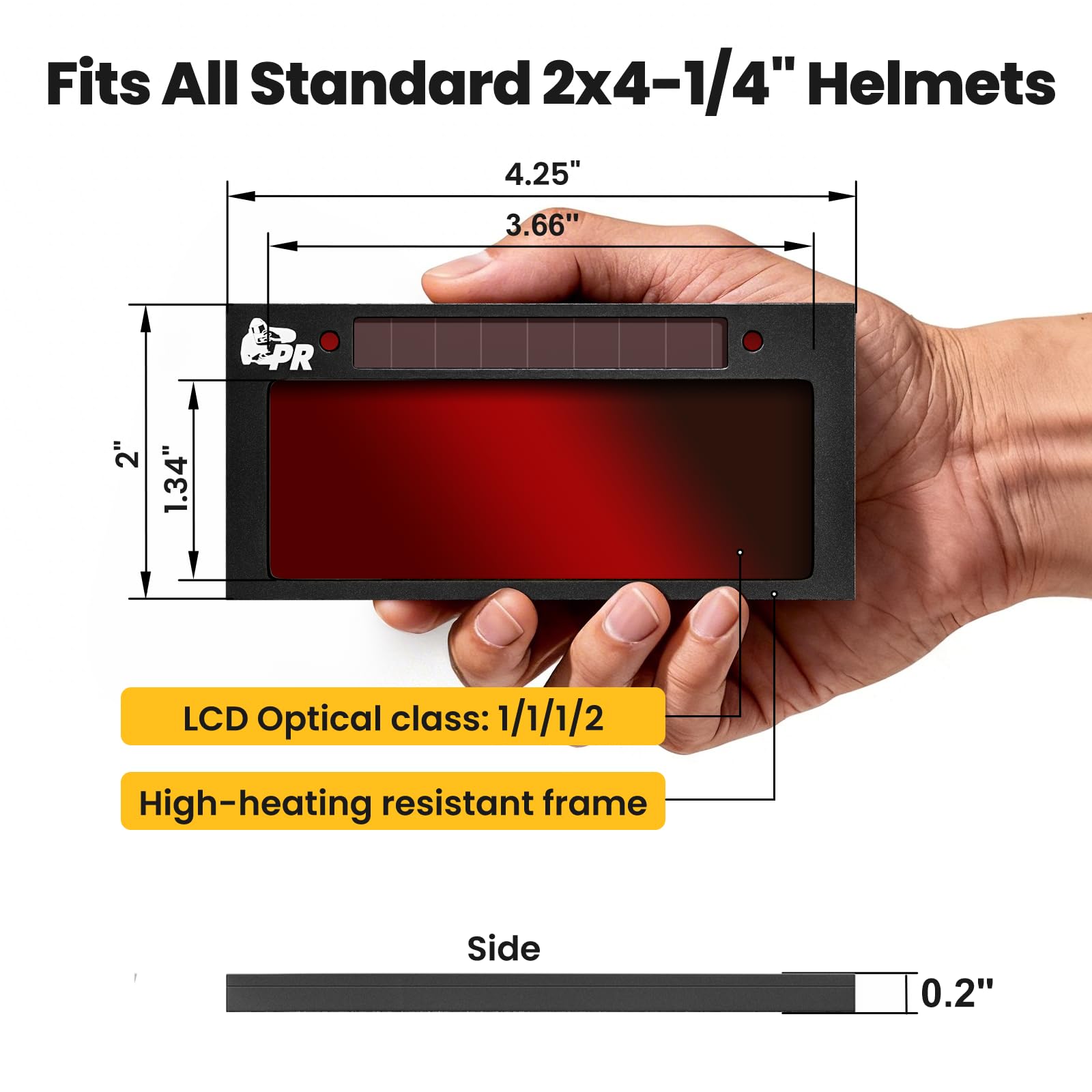 Core Series Gold Shade 9 Auto Darkening Welding Lens 2" x 4 1/4", Slim 0.2" Welding Lens with Cool Blue Puddle View for Pancake & Sugar Scoop Welding Hoods